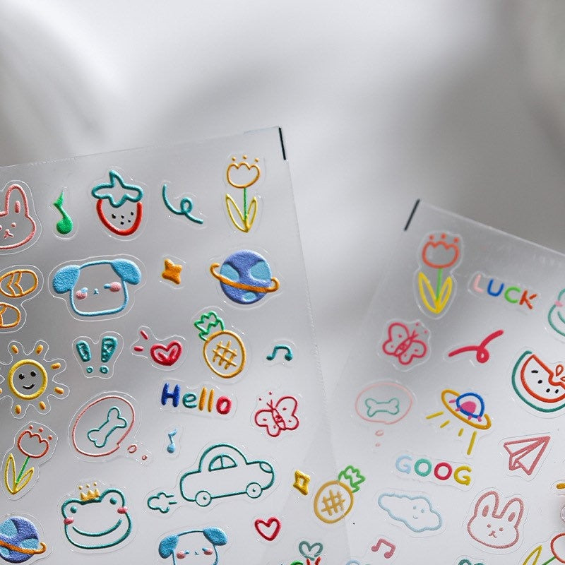 Lovely Drawing Embossed Nail Deco Stickers | LuLuFun Studio Manicure Art