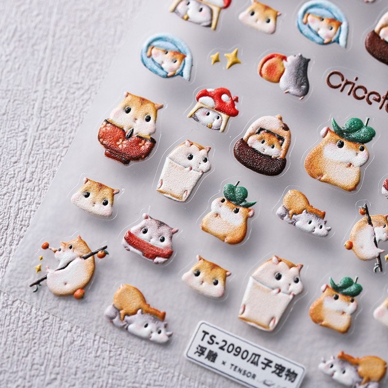 LuLuFun Studio Chipmunk Embossed Nail Deco Sticker – Cute Manicure Art