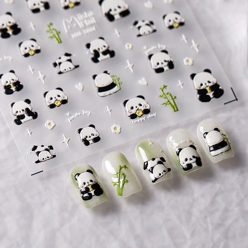 Little Panda 5D Embossed Nail Deco Stickers | LuLuFun Studio Art Decals