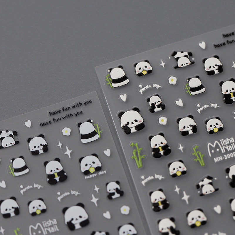Little Panda 5D Embossed Nail Deco Stickers | LuLuFun Studio Art Decals