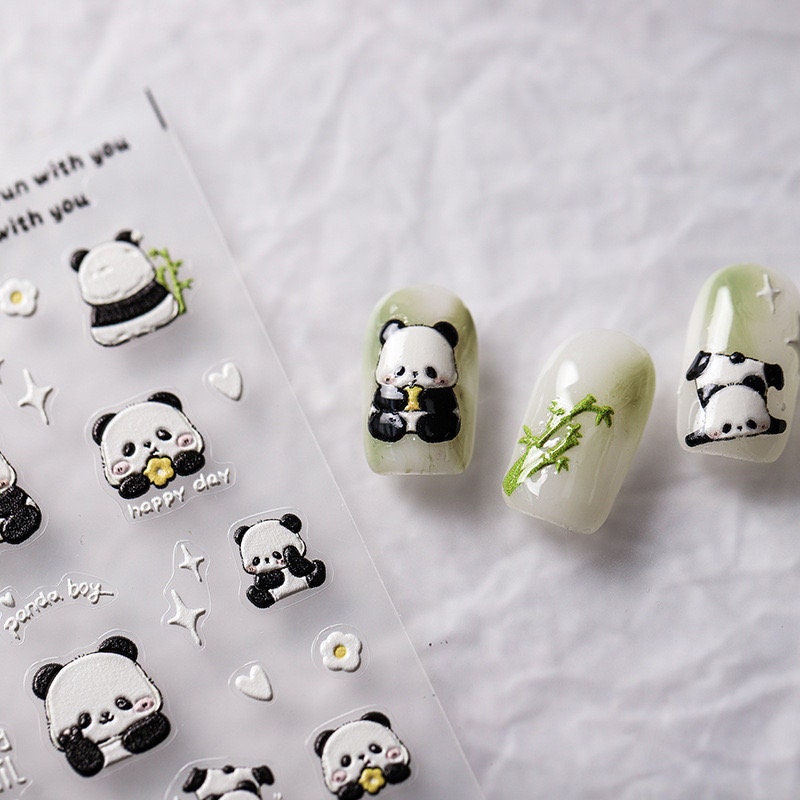 Little Panda 5D Embossed Nail Deco Stickers | LuLuFun Studio Art Decals