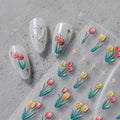 LuLuFun Studio Tulip Flower Star 5D Embossed Nail Deco Sticker - 1 Sheet
