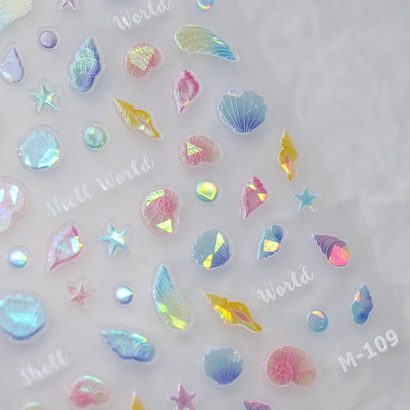 LuLuFun Studio Shell Pearl 5D Embossed Nail Art Deco Stickers | 1 Sheet