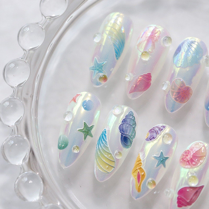 LuLuFun Studio Shell Pearl 5D Embossed Nail Art Deco Stickers | 1 Sheet