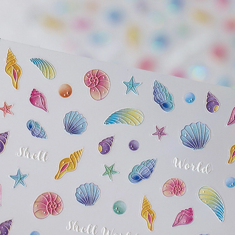 LuLuFun Studio Shell Pearl 5D Embossed Nail Art Deco Stickers | 1 Sheet