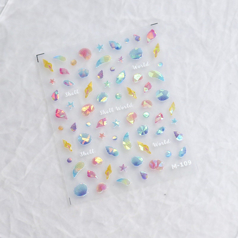 LuLuFun Studio Shell Pearl 5D Embossed Nail Art Deco Stickers | 1 Sheet