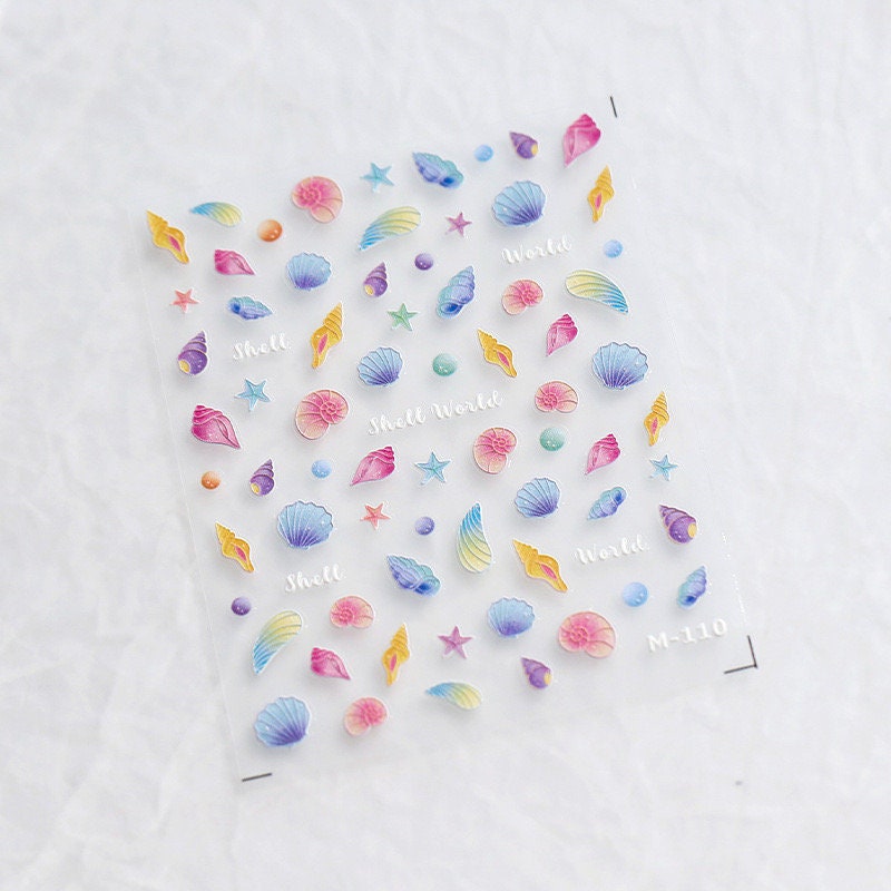 LuLuFun Studio Shell Pearl 5D Embossed Nail Art Deco Stickers | 1 Sheet