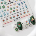 Succulent Plants Embossed Nail Deco Stickers | LuLuFun Studio 3D Decals