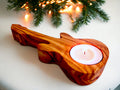 Olive Wood Guitar Shape Tealight Candle Holder 15 cm