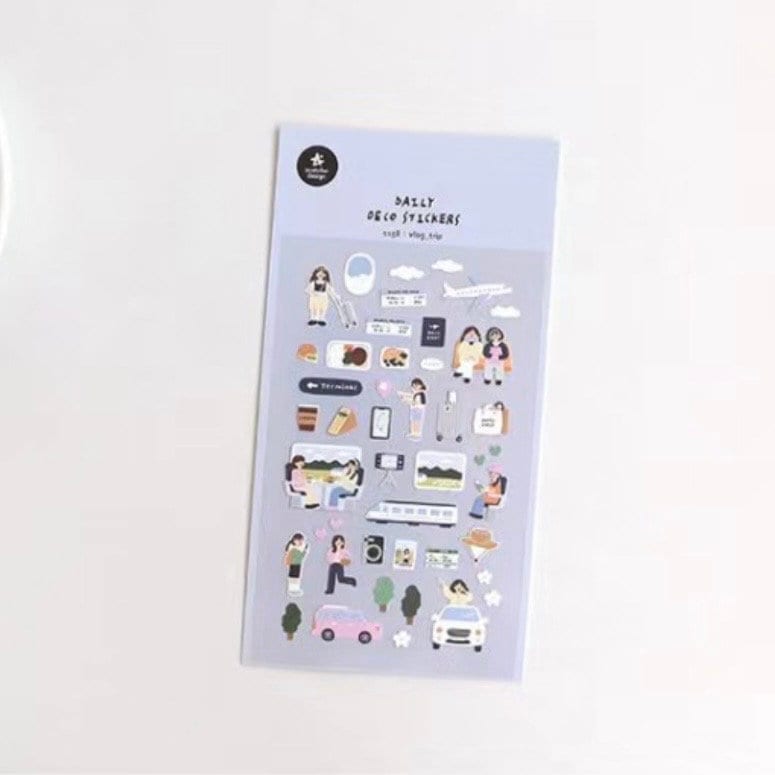 Suatelier Vlog Trip Travel Sticker Sheet for Journaling and Scrapbooks