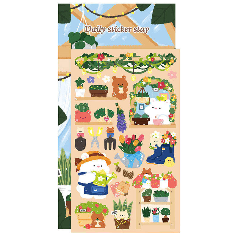 LuLuFun Studio Botanical Floral Garden Stickers - 1 Sheet Decals