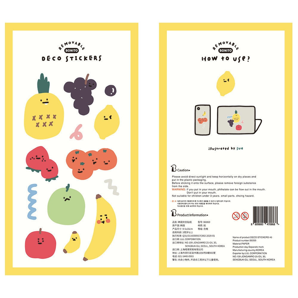 LuLuFun Studio Bonito Deco Stickers – Cute Journaling Supplies (1 Sheet)