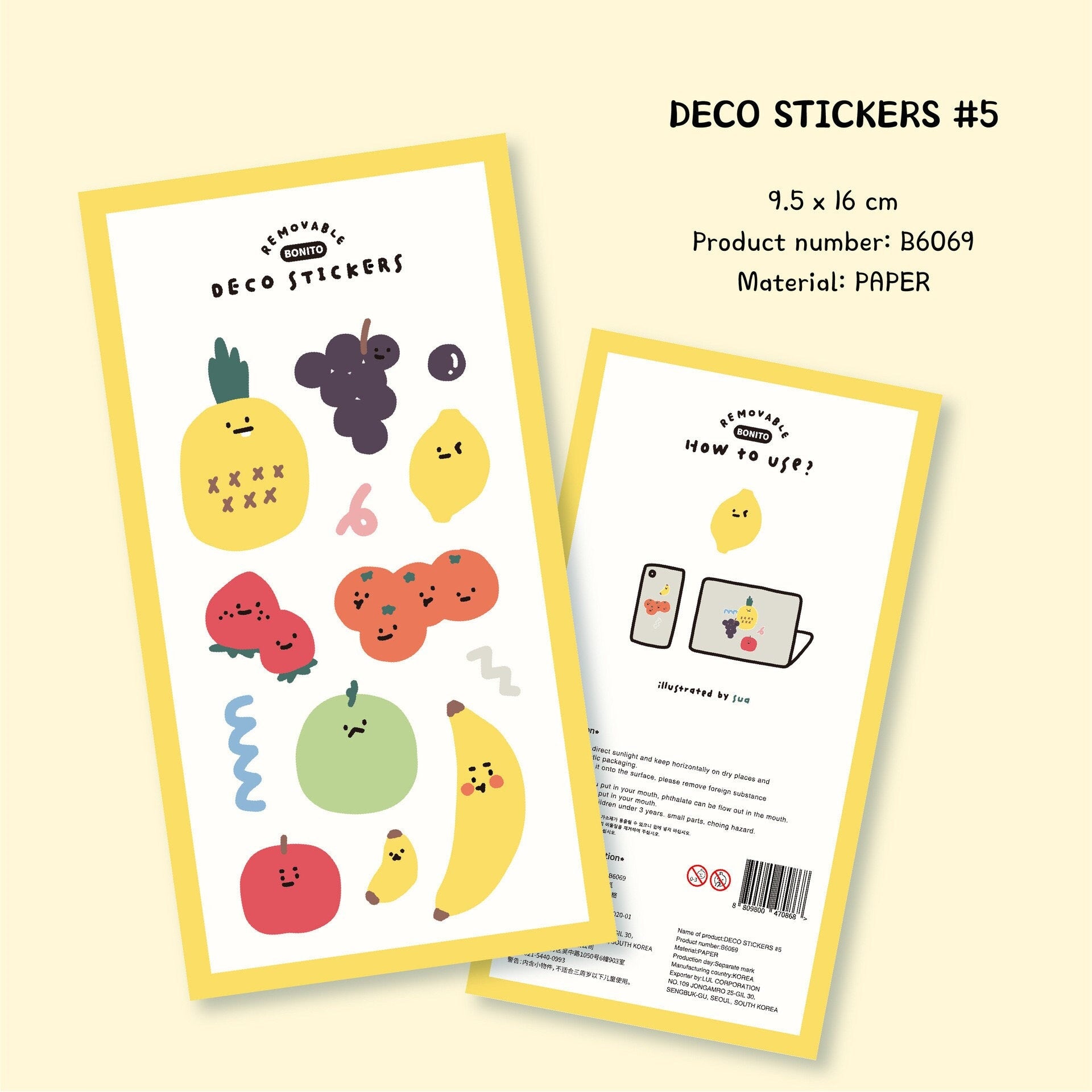LuLuFun Studio Bonito Deco Stickers – Cute Journaling Supplies (1 Sheet)