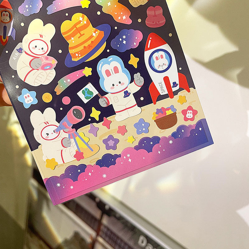 White Rabbit Space Stickers – LuLuFun Studio Cute Planner Decals