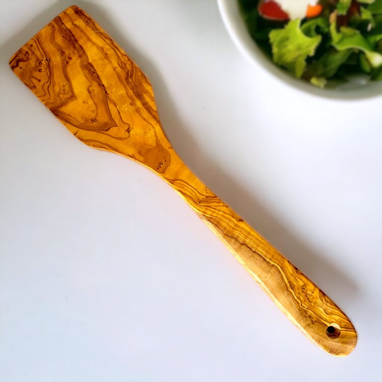 Olive Wood Hanging Cooking Utensils Set 35 cm With Rack