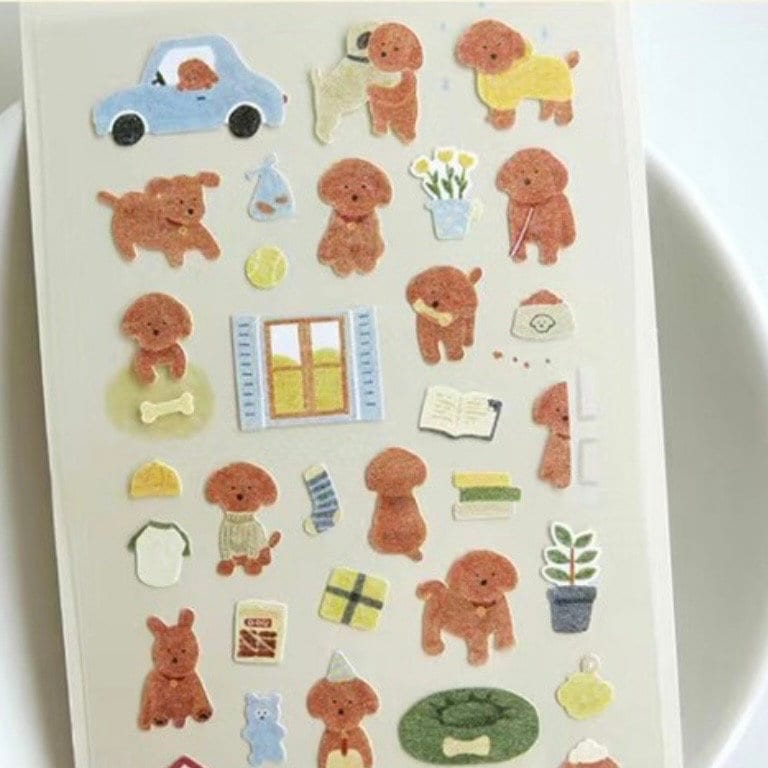 Puppy Stickers by Suatelier – Cute Decorative Adhesive Decal Sheet
