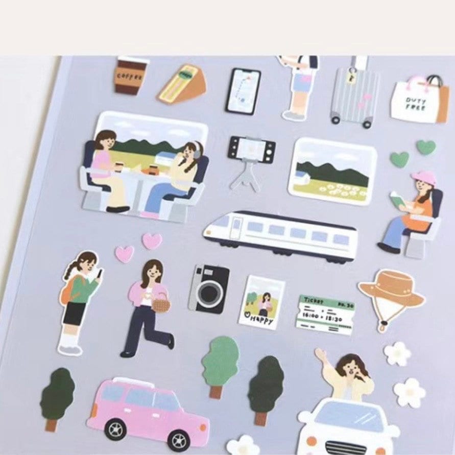 Suatelier Vlog Trip Travel Sticker Sheet for Journaling and Scrapbooks