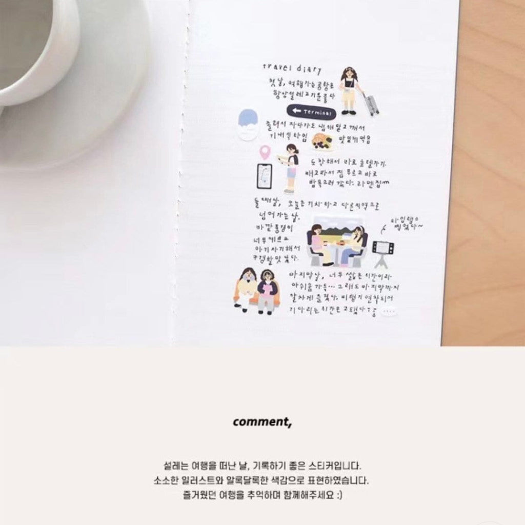 Suatelier Vlog Trip Travel Sticker Sheet for Journaling and Scrapbooks