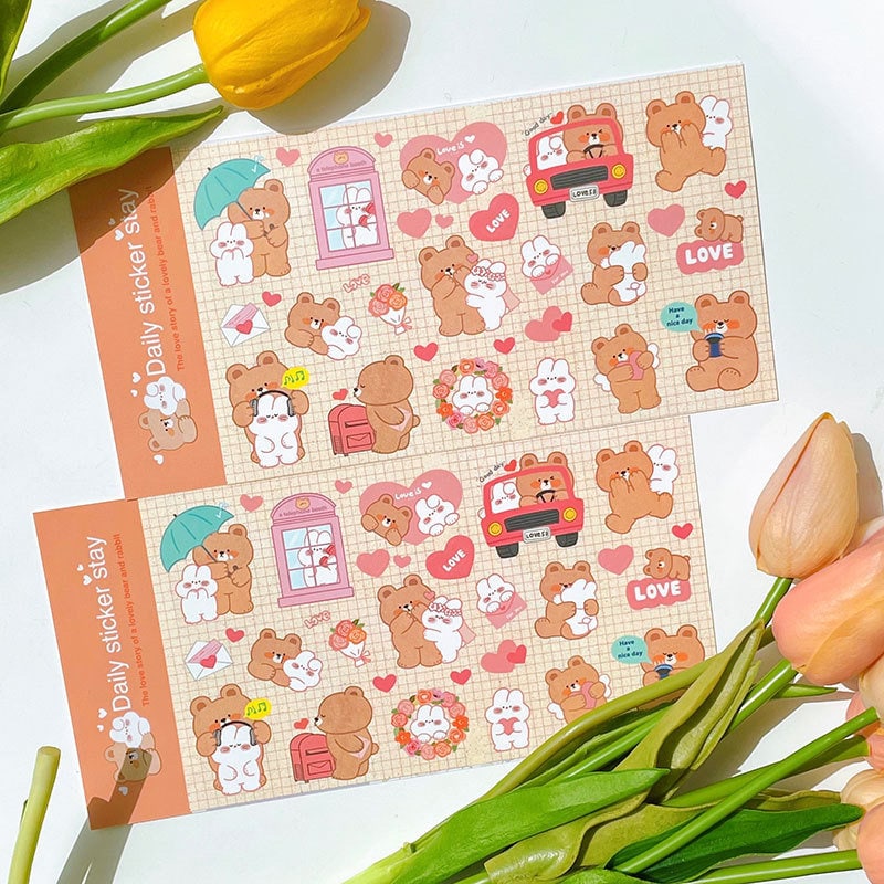 LuLuFun Studio Lovely Bear Decorative Sticker Sheet for Journaling