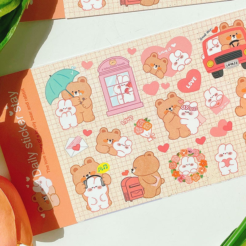 LuLuFun Studio Lovely Bear Decorative Sticker Sheet for Journaling
