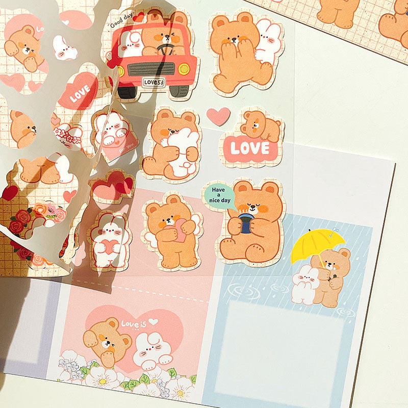 LuLuFun Studio Lovely Bear Decorative Sticker Sheet for Journaling