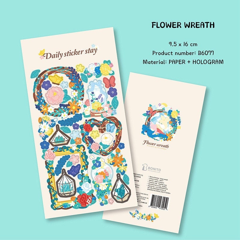 Flower Wreath Decorative Floral Stickers for Scrapbooking | LuLuFun