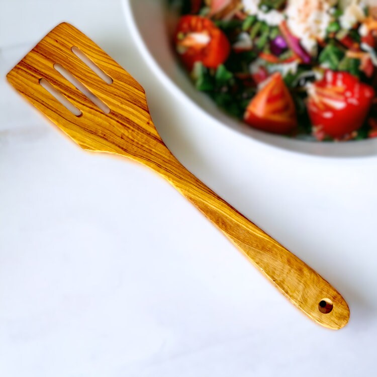 Olive Wood Hanging Cooking Utensils Set 35 cm With Rack