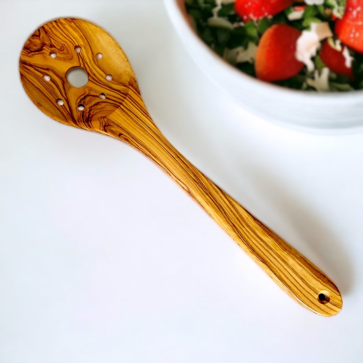 Olive Wood Hanging Cooking Utensils Set 35 cm With Rack