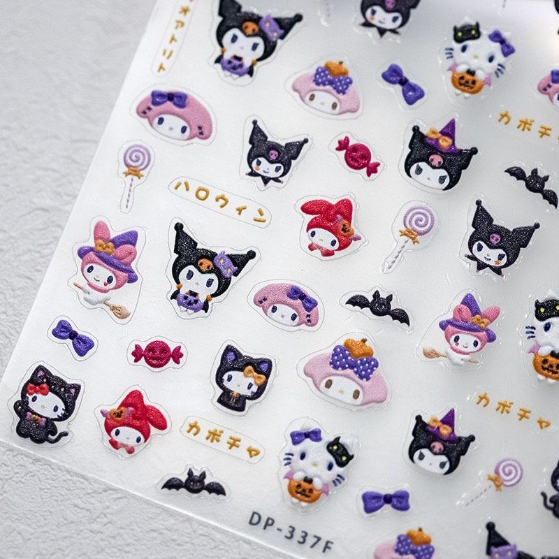 LuLuFun Studio Cute Cartoon Embossed Nail Art Stickers – 1 Sheet Decal
