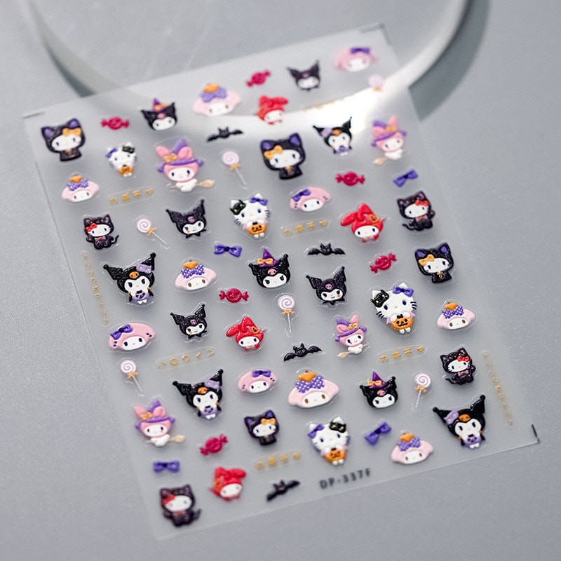 LuLuFun Studio Cute Cartoon Embossed Nail Art Stickers – 1 Sheet Decal