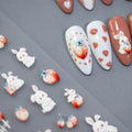 LuLuFun Studio Strawberry and Bunny Nail Art Stickers - 1 Sheet Deco