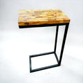 C Shaped End Grain Table with Metal Frame