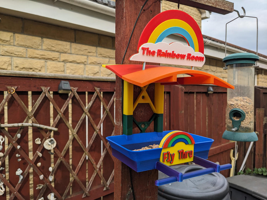 Chaddyverse Rainbow Garden Bird Feeding Station – 3D Printed Fly Thru