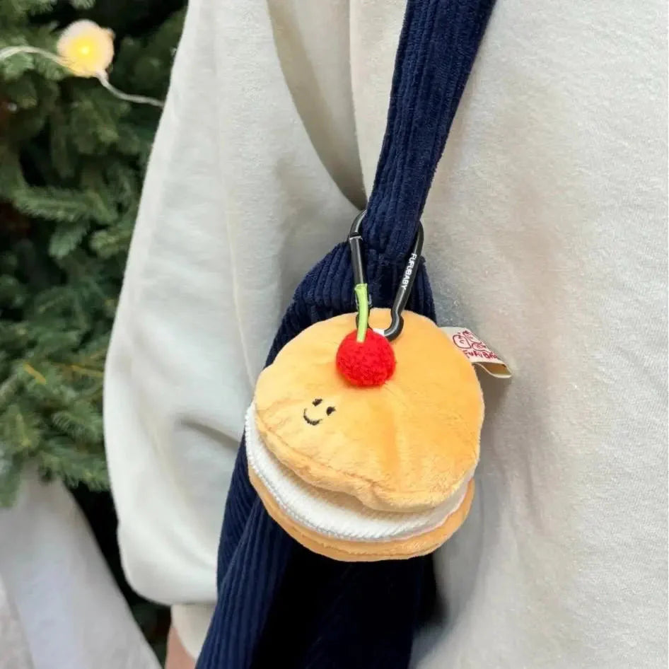 LuLuFun Studio Cherry Pancake Bag Charm – Kawaii Bread Plush Toy
