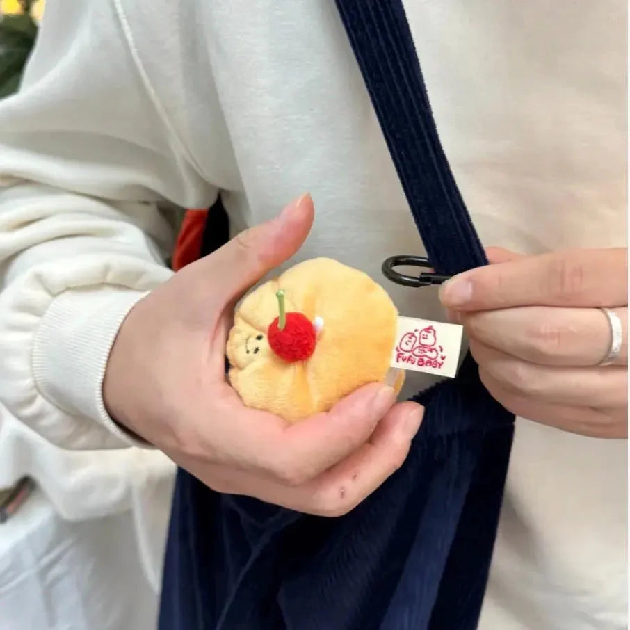 LuLuFun Studio Cherry Pancake Bag Charm – Kawaii Bread Plush Toy