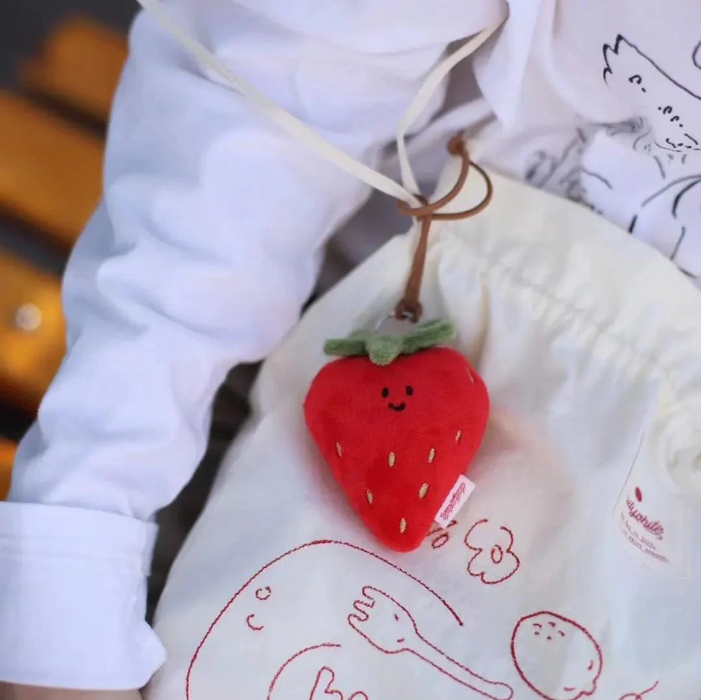 LuLuFun Studio Strawberry Plush Bag Charm – Handmade Kawaii Soft Toy