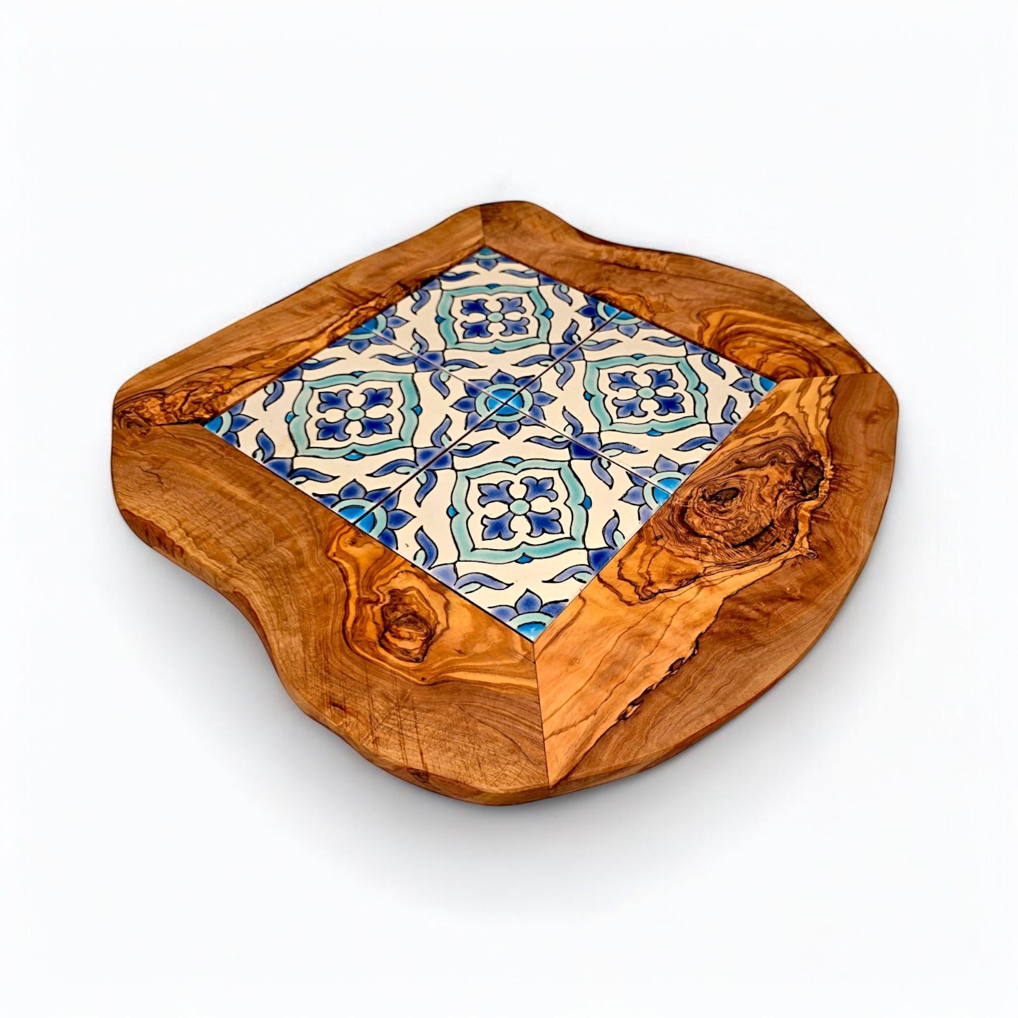 Olive Wood Medium Rustic Olive Wood Ceramic Tray, serving tray, natural, handmade, gift