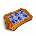 Rustic Olive Wood Ceramic Tray with Handle, serving tray, natural, handmade, gift