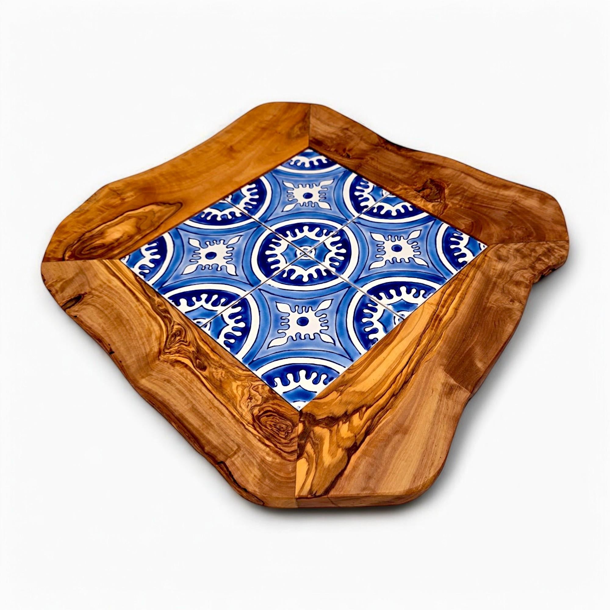 Olive Wood Medium Rustic Olive Wood Ceramic Tray, serving tray, natural, handmade, gift