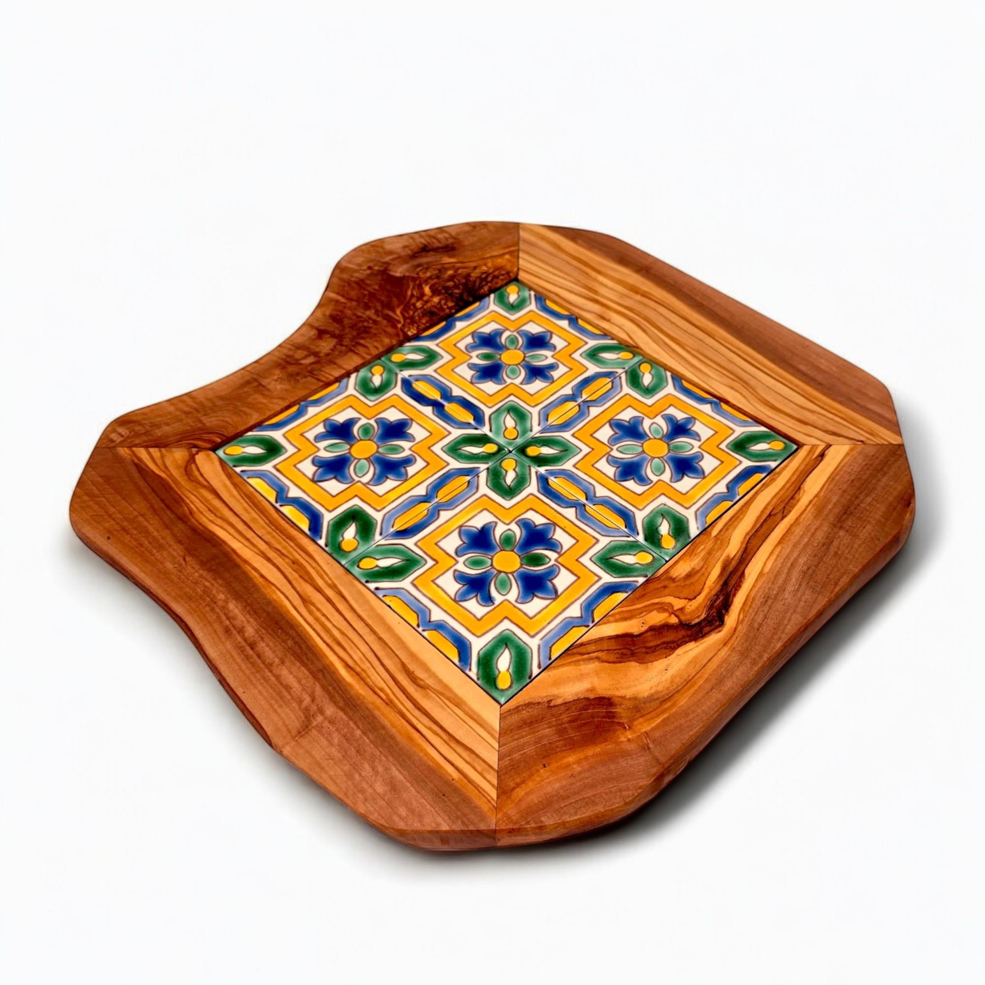 Olive Wood Medium Rustic Olive Wood Ceramic Tray, serving tray, natural, handmade, gift