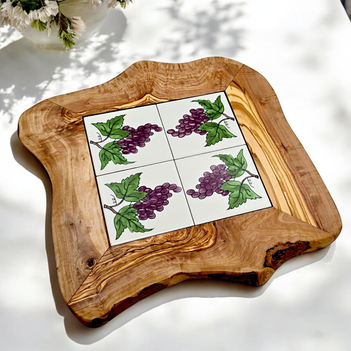 Rustic Olive Wood Ceramic Tray, serving tray, natural, handmade, gift