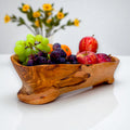 Rustic olive wood basket fruit , master piece, centrepiece