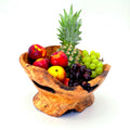 Rustic olive wood basket fruit , master piece, centrepiece