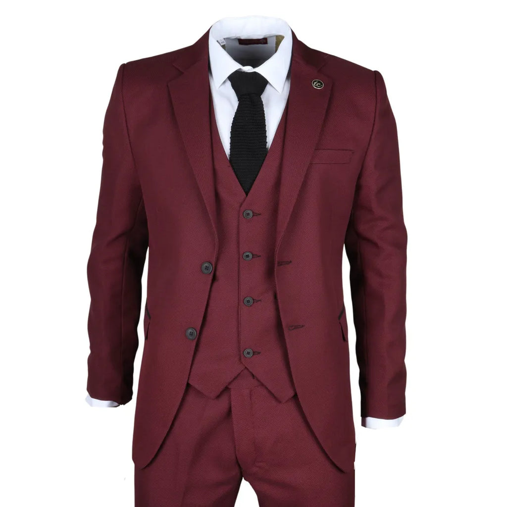 IM09 - Men's 3 Piece Burgundy Classic Suit
