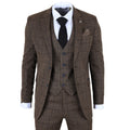 IM11 - Men's Dark Brown 3 Piece Plaid Check Suit