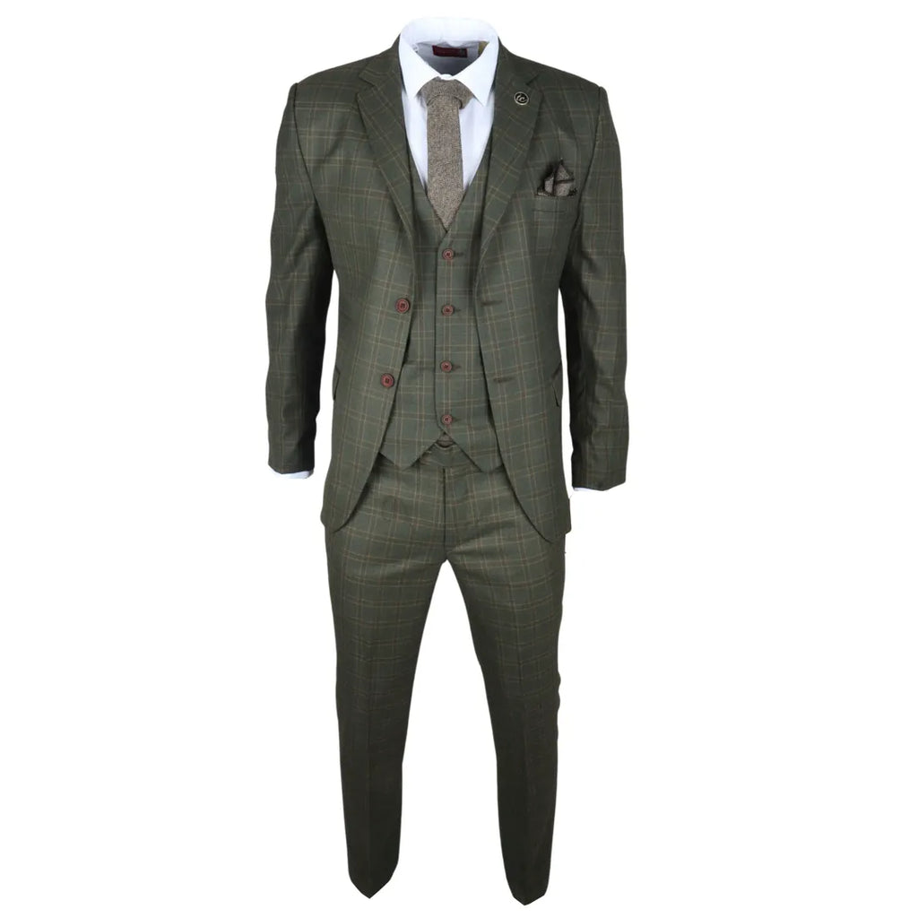 IM12 - Men's 3 Piece Green Check Suit