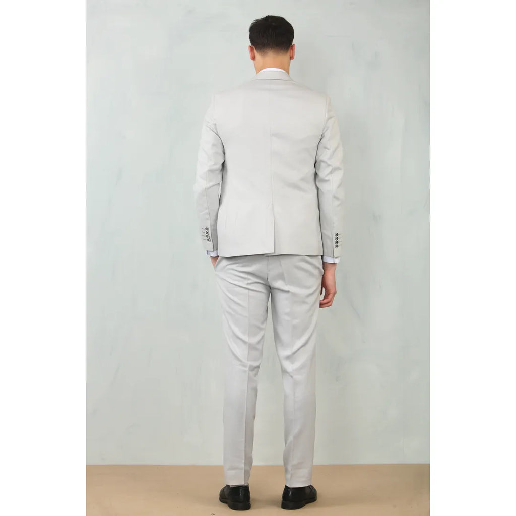 IM200 - Men's Light Grey Tailored Fit Wedding 3 Piece Suit