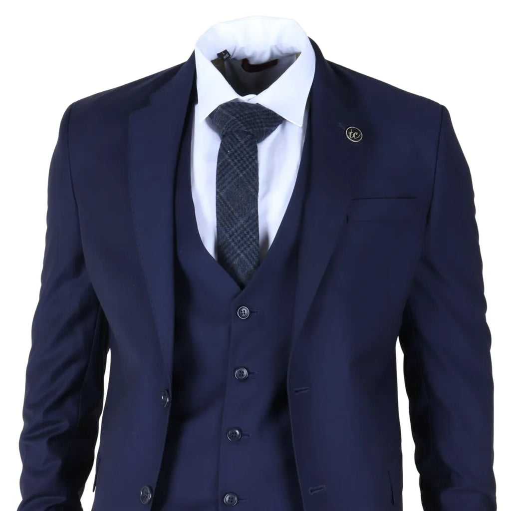 IM30 - Men's Navy 3 Piece Stitch Lapel Formal Suit