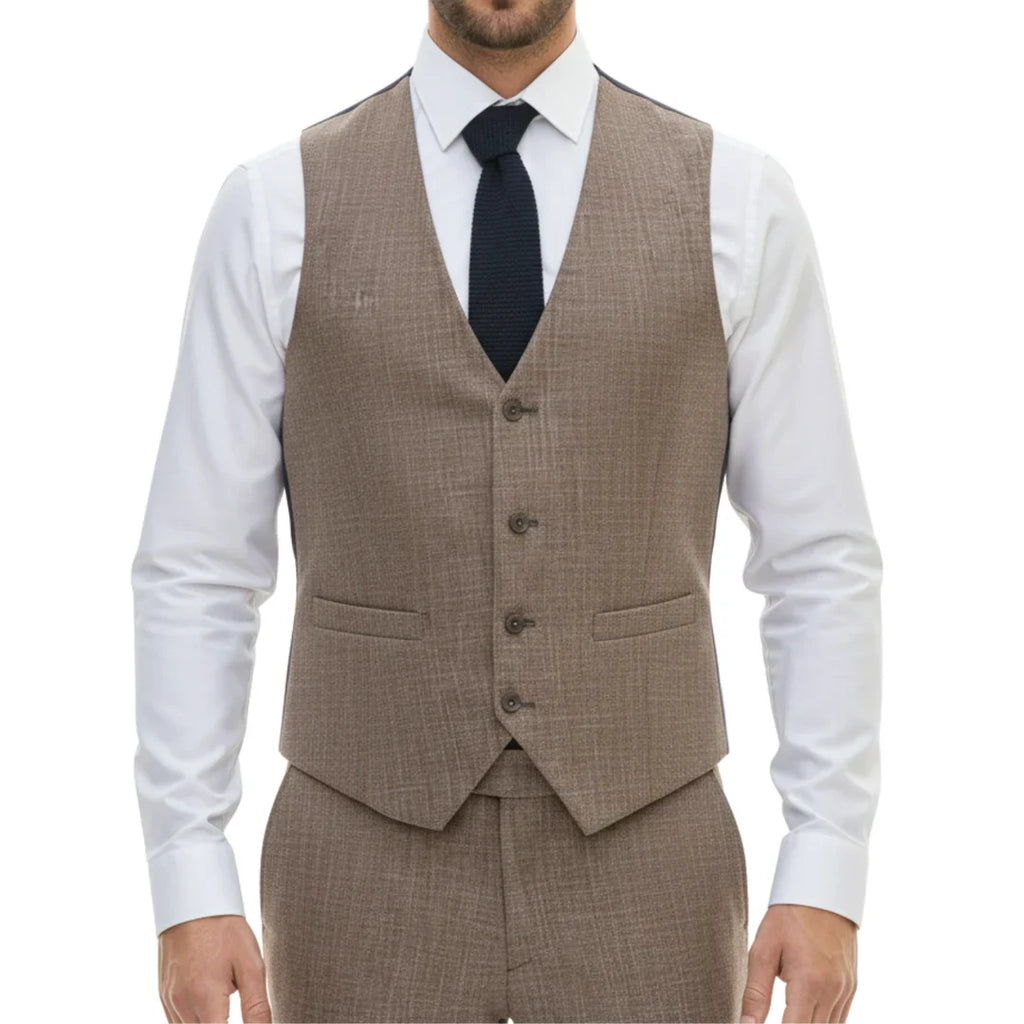 IM33 - Men's 3 Piece Brown Tailored Fit Suit