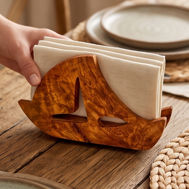 Olive Wood Classic Napkin Holder